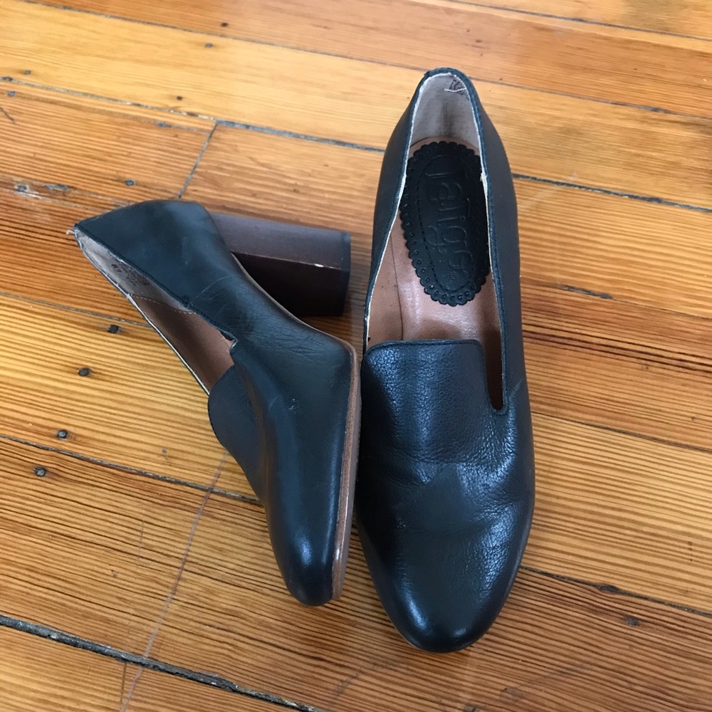 LaTige Black Leather Heeled Loafter